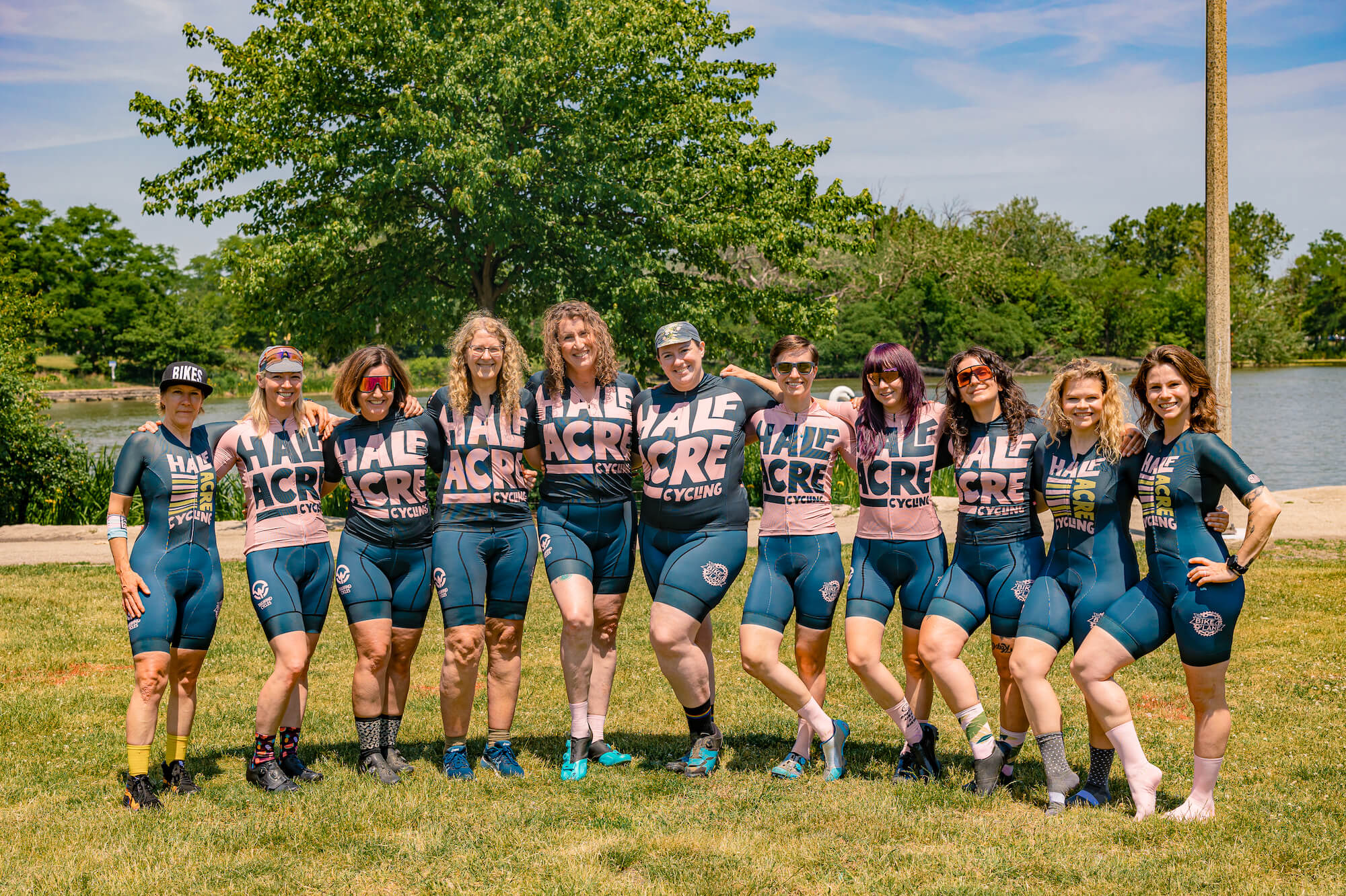 A photo of women on the Half Acre Cycling team.